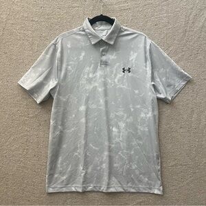 Under Armour Loose Heatgear Men's Light Gray Polo Shirt Size Medium